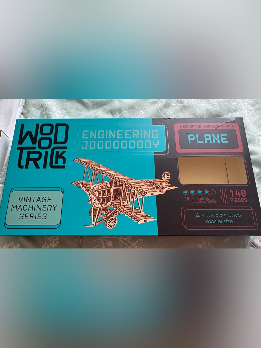 Vintage Machinery Series Plane Building Kit - Teal & Brown